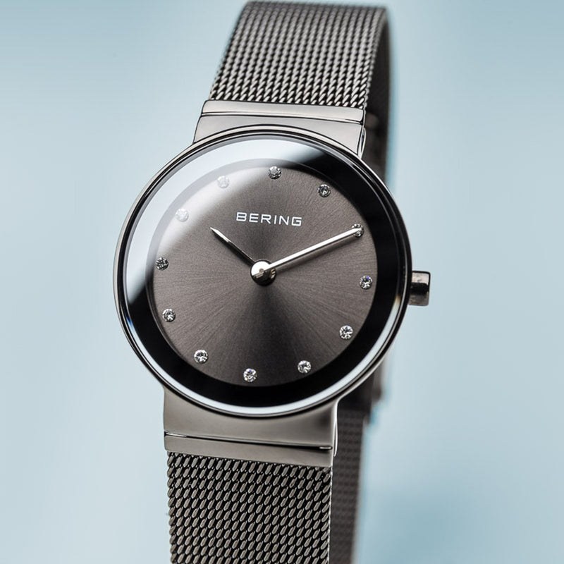 Bering Classic Polished Grey Mesh Watch