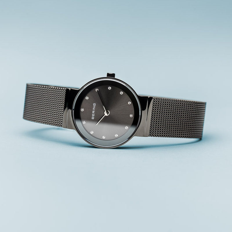 Bering Classic Polished Grey Mesh Watch