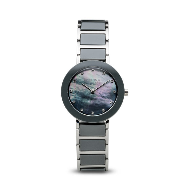 Bering Ceramic Polished Silver Pearl Watch