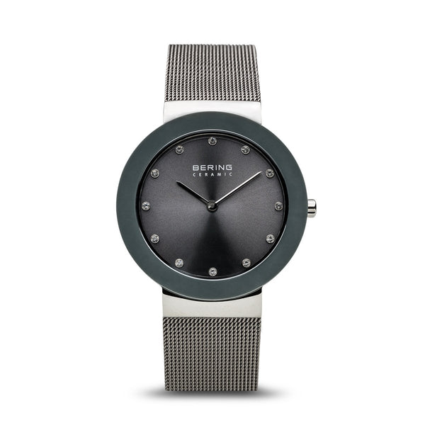 Bering Ceramic Polished Silver Grey Watch