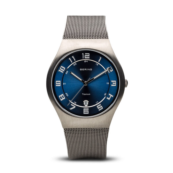 Bering Classic Brushed Grey Silver Mesh Watch