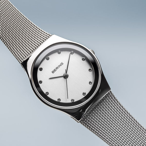 Bering Classic Polished Silver Milanese Mesh Watch