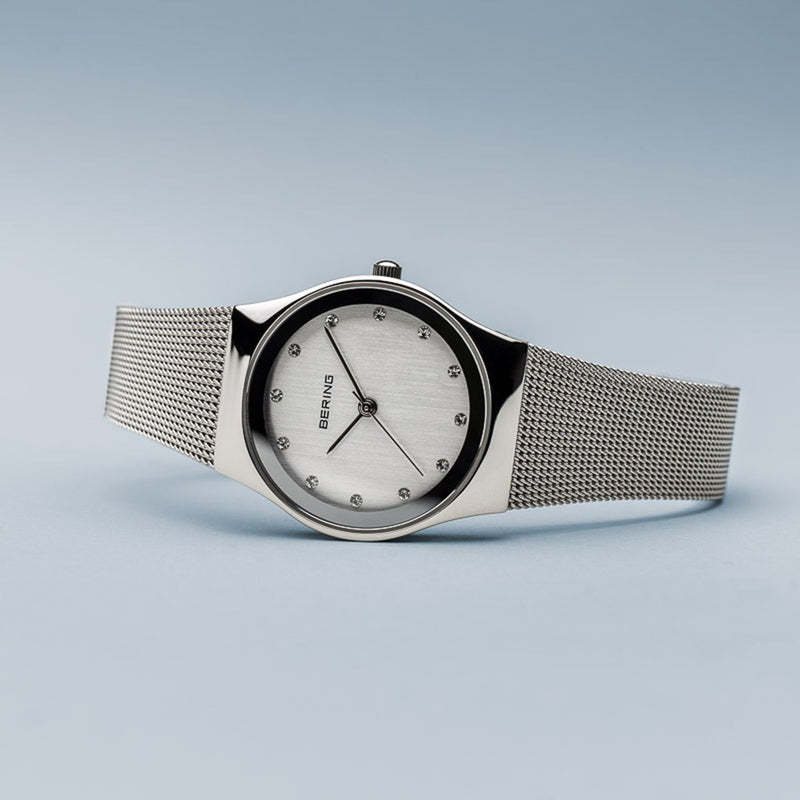 Bering Classic Polished Silver Milanese Mesh Watch