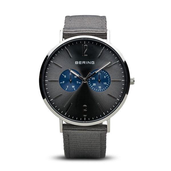 Bering Classic Polished Silver Black Watch