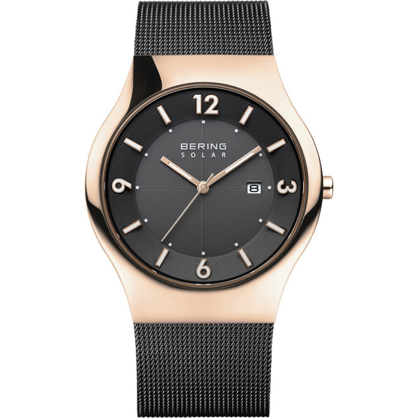 Bering Solar Polished Rose Gold Watch