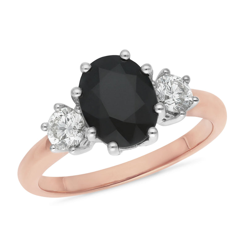 Sapphire & Diamond Claw Set Dress Ring in 9ct Yellow Gold
