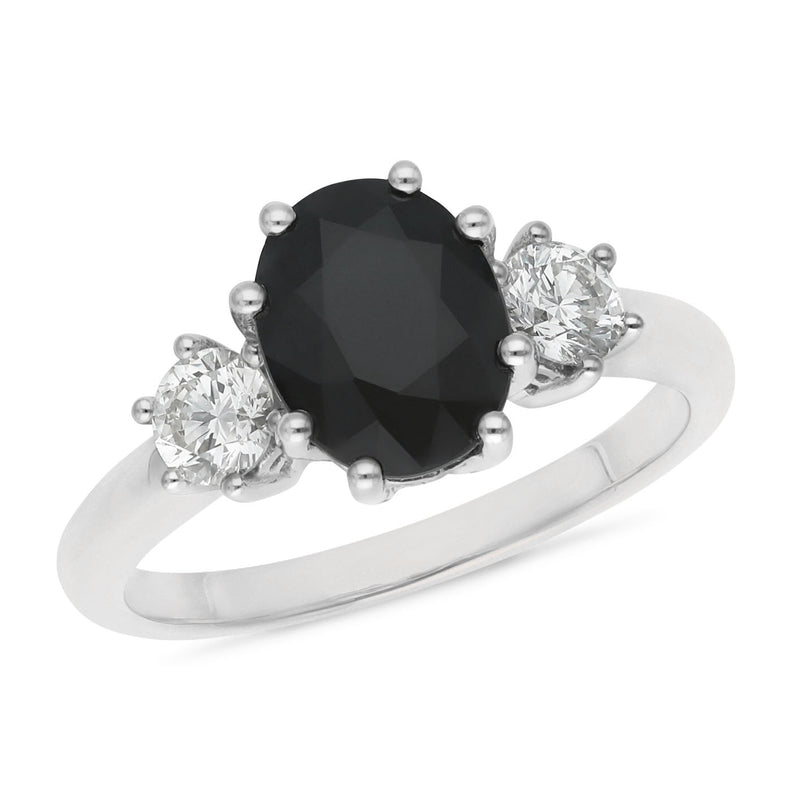 Sapphire & Diamond Claw Set Dress Ring in 9ct Yellow Gold