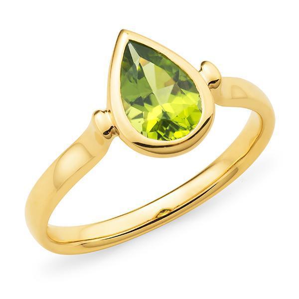 Peridot Bezel Set Dress Ring in 9ct Yellow Gold