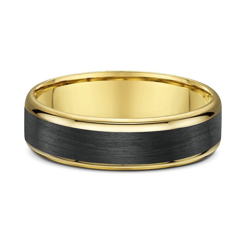 9ct Yellow Gold & Black Carbon Fibre Wedding Ring