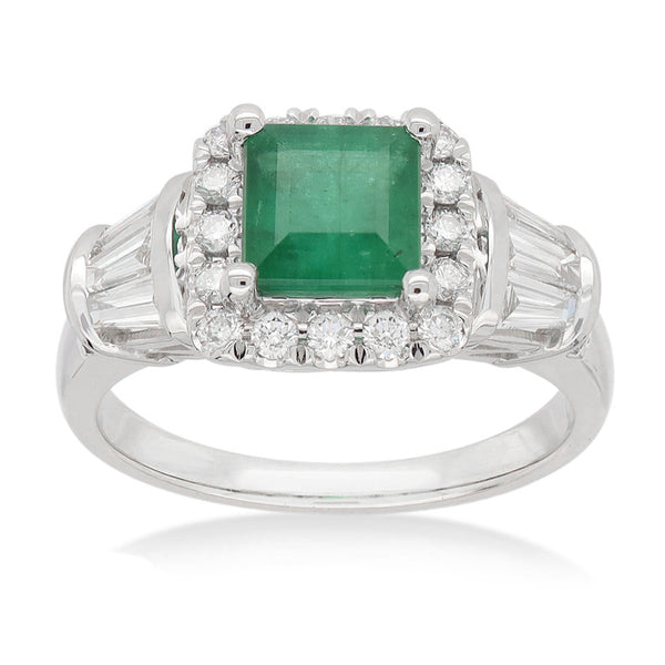 18ct Natural Emerald & Diamond Ring.