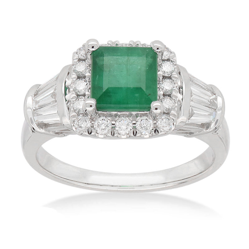 18ct Natural Emerald & Diamond Ring.