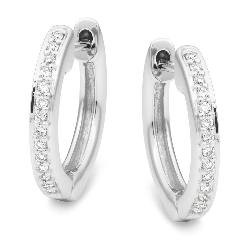 Diamond Claw Set Huggie Earrings in 9ct White Gold