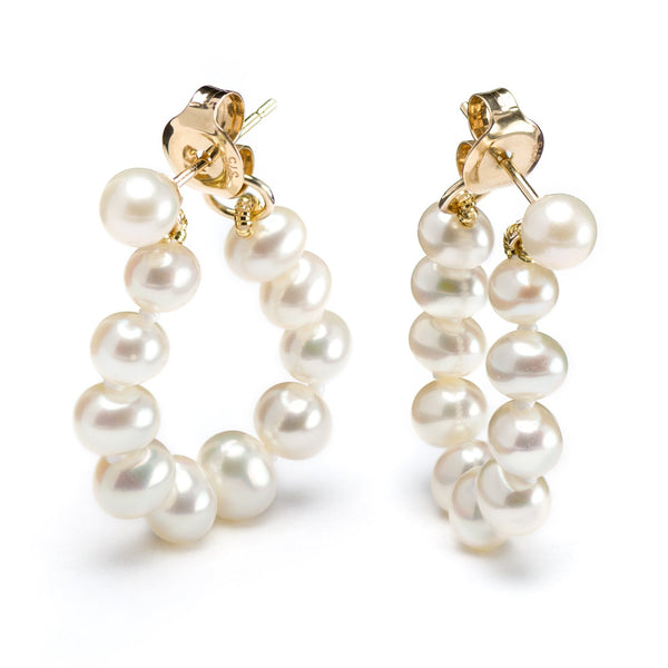 9ct Yellow Gold White Pearl Stud Earrings