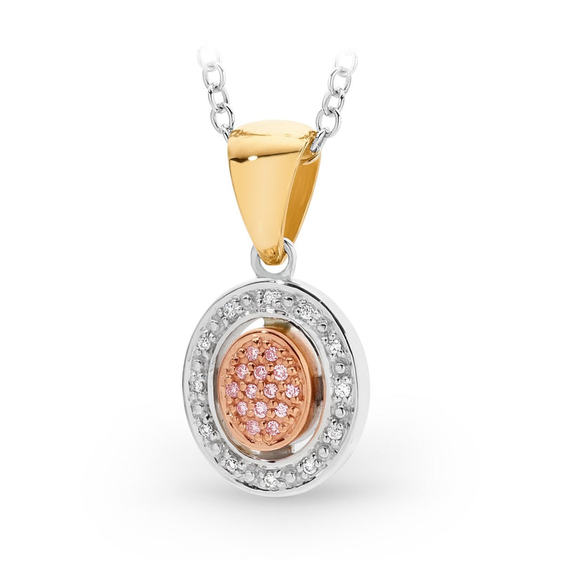 PINK CAVIAR 0.028ct Pink Diamond Pendant in 9ct Yellow White & Rose Gold