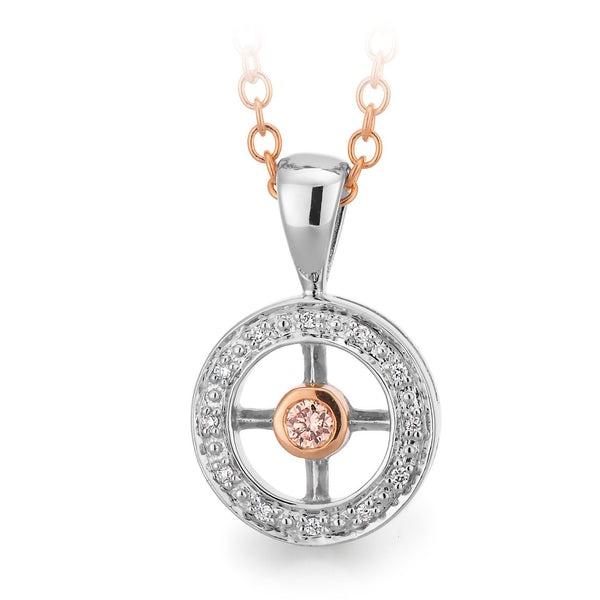 PINK CAVIAR0 0.054ct Pink Diamond Pendant in 9ct White & Rose Gold