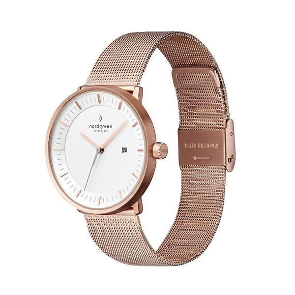 Nordgreen Women's Philosopher 36mm Rose Gold Mesh Watch