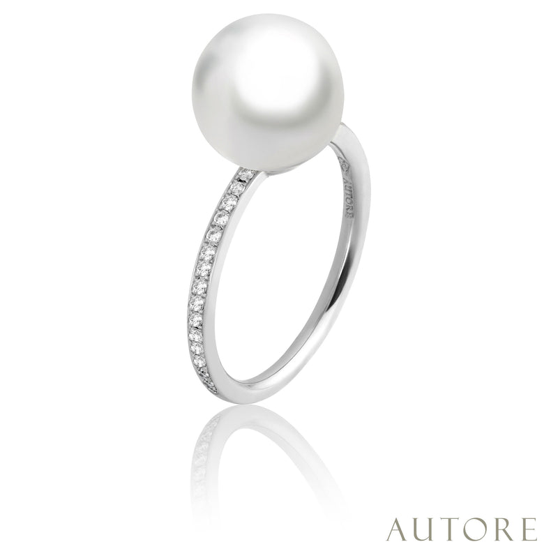 Autore 18ct white gold 10mm South Sea pearl and diamond ring