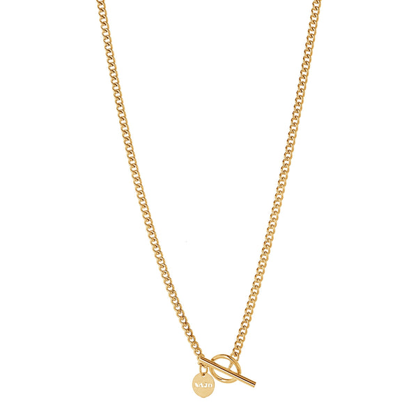 NAJO Curb T-bar Yellow Gold Necklace 60cm