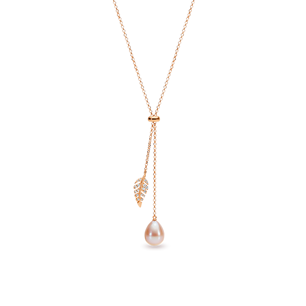 Sterling Silver & Rose Gold Plated Freshwater Pearl Cubic Zirconia Necklace