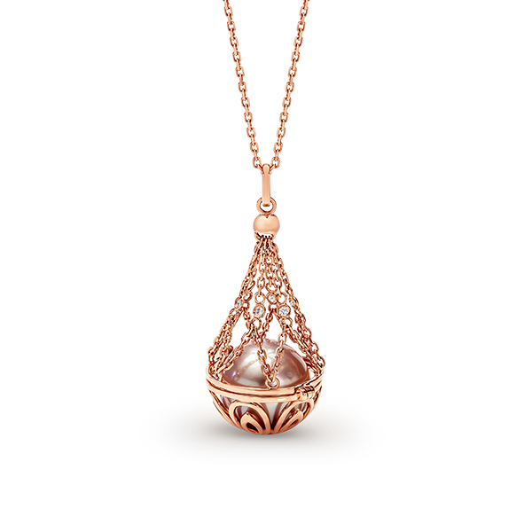 Sterling Silver & Rose Gold Plated Edison Pink Adjustable Basket Necklace
