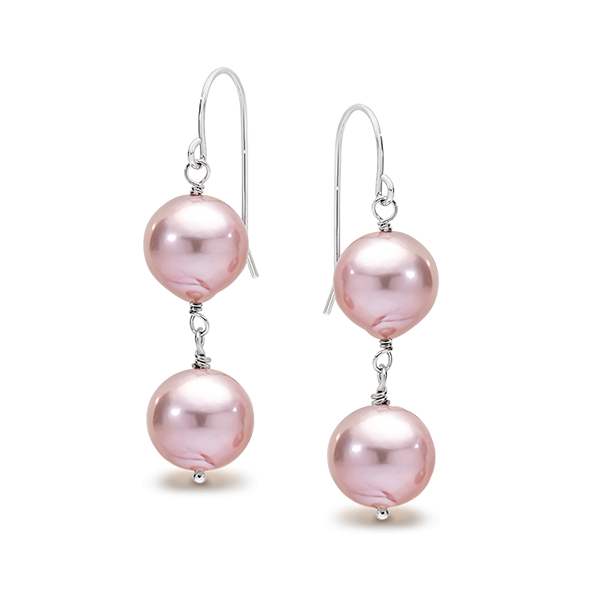 Sterling Silver Edison Freshwater Pearl Multi Pink Hook Earrings